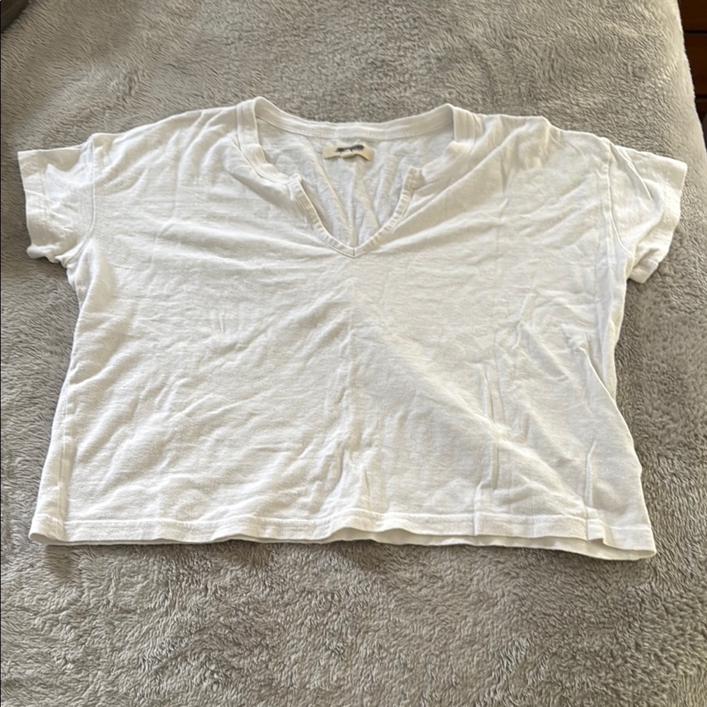 Madewell White Relaxed Crop Tee